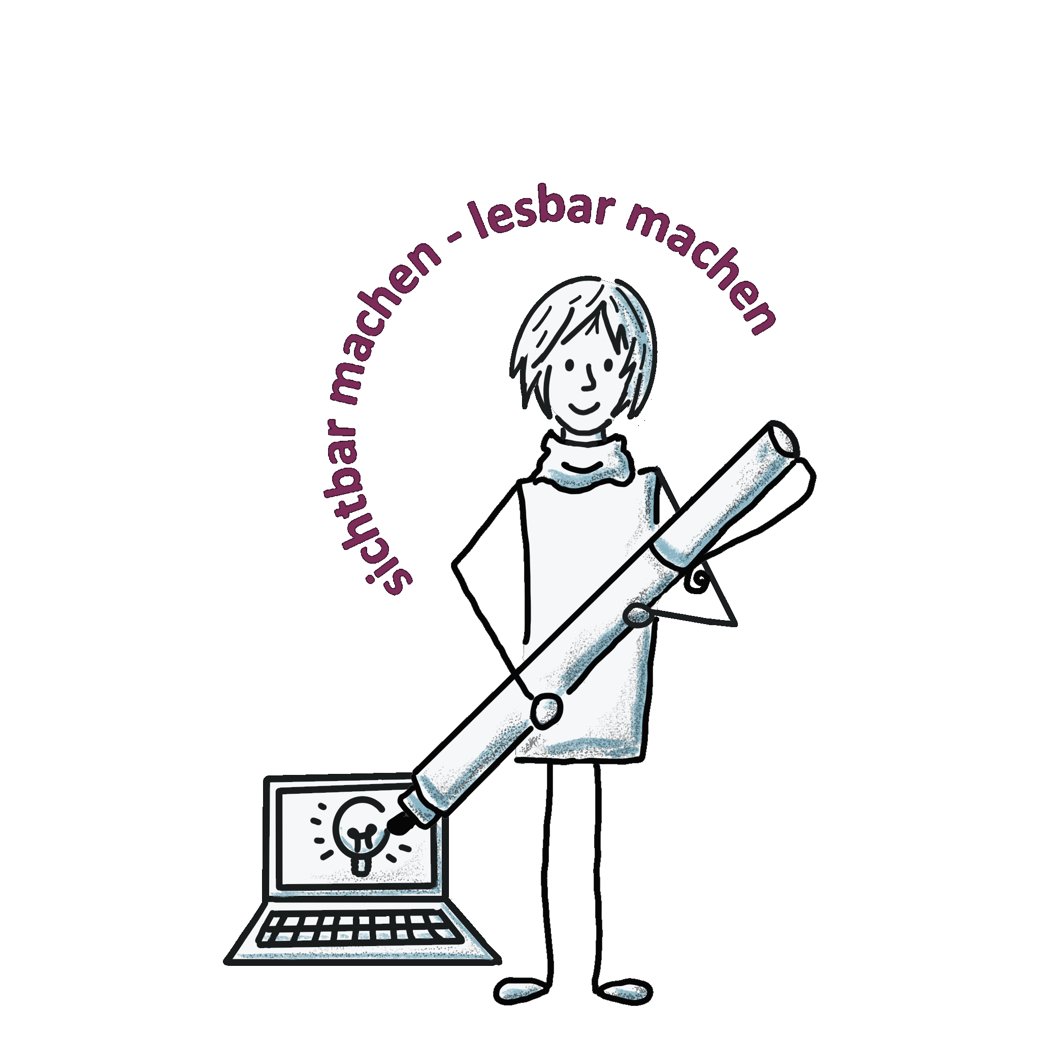 Logo_mit animierten Text. Sichtbar machen - lesbar machen.